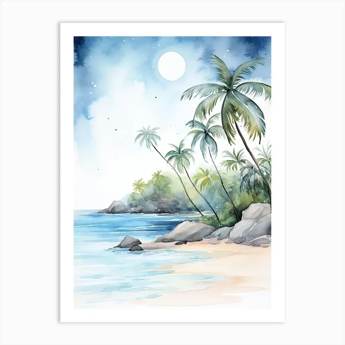 Watercolour Of Anse Cocos La Digue Seychelles 0 Art Print by Serene Horizons