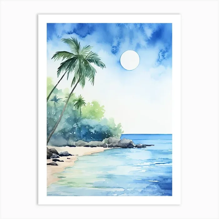 Watercolour Of Anse Intendance Mahe Island Seychelles 3 Art Print by Serene Horizons