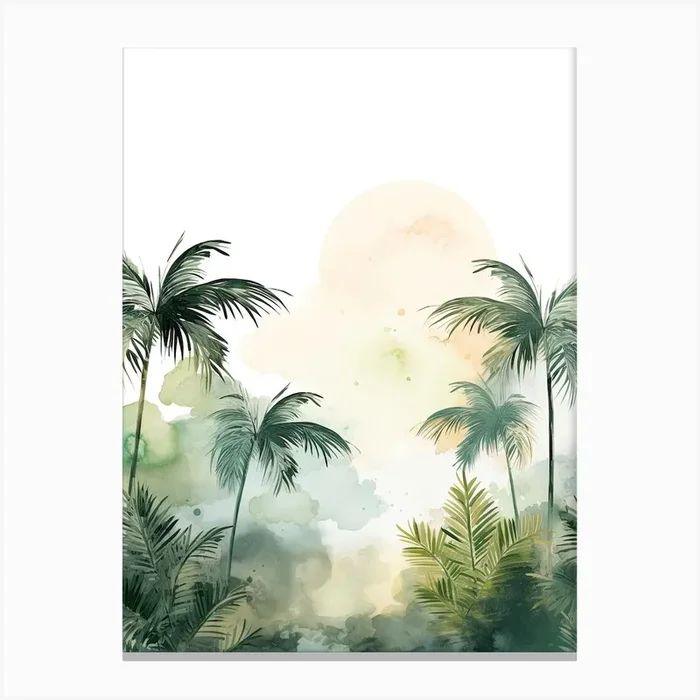 Watercolour Of El Yunque National Forest Puerto Rico Usa 1 Canvas Print by Serene Horizons