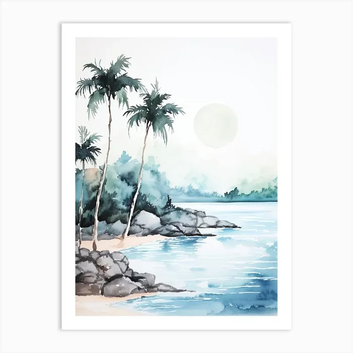 Watercolour Of Horseshoe Bay Beach Bermuda 2 Art Print by Serene Horizons