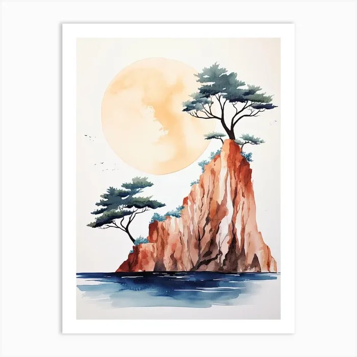 Watercolour Of Navagio Beach (Shipwreck Beach) Zakynthos Greece 3 Art Print by Serene Horizons
