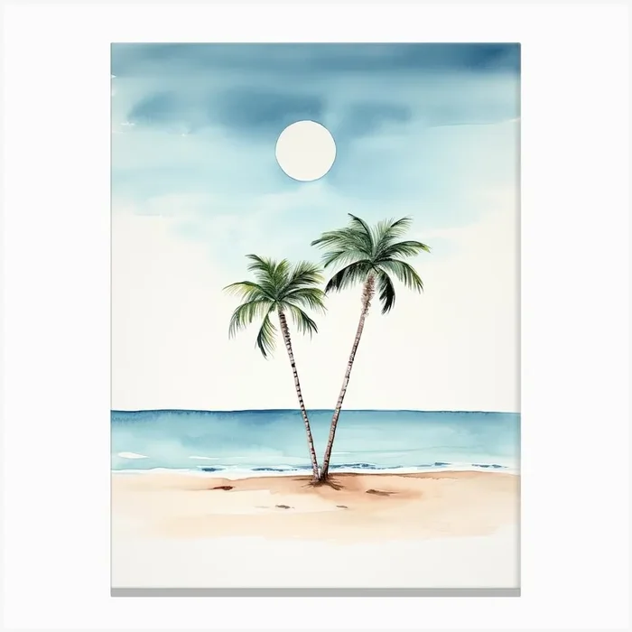 Watercolour Of Playa Paraiso Cayo Largo Cuba 3 Canvas Print by Serene Horizons