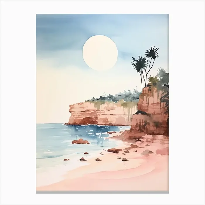 Watercolour Of Praia Da Marinha Algarve Portugal 2 Canvas Print by Serene Horizons
