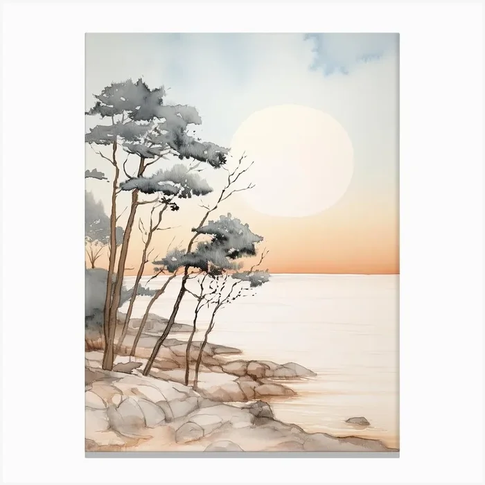 Watercolour Of Rabbit Beach Lampedusa Italy 1 Canvas Print by Serene Horizons