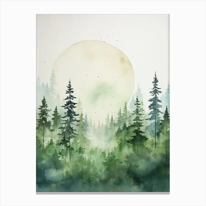 Watercolour Painting Of Bialowieza Forest Poland And Belarus2 Canvas Print by Serene Horizons