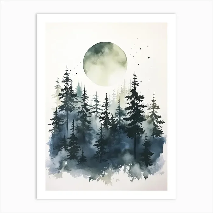 Watercolour Painting Of Boreal Forest Northern Hemisphere 3 Art Print by Serene Horizons