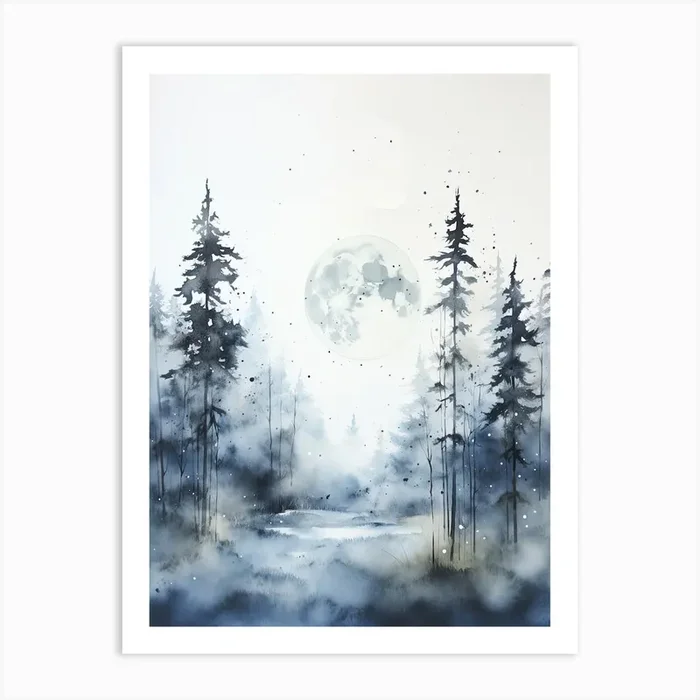 Watercolour Painting Of Boreal Forest Northern Hemisphere 7 Art Print by Serene Horizons