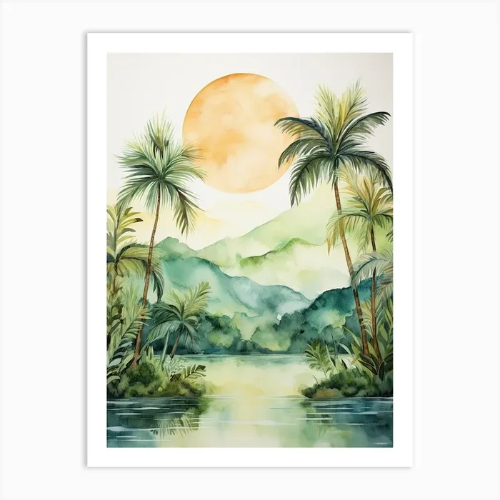 Watercolour Painting Of Daintree Rainforest Queensland Australia 0 Art Print by Serene Horizons