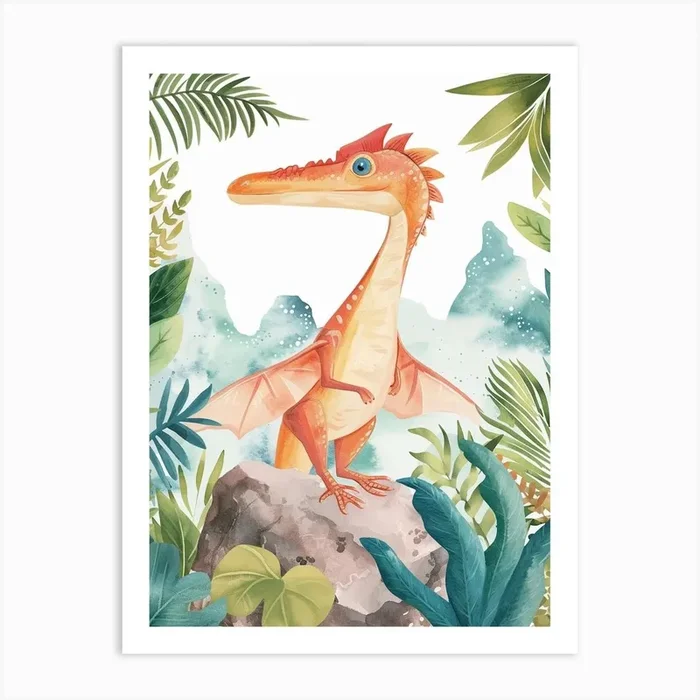 Watercolour Pteranodon Dinosaur 1 Art Print by Dino Delights