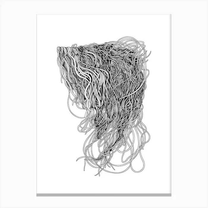 Waterfall Linear Drawing Canvas Print by Santai