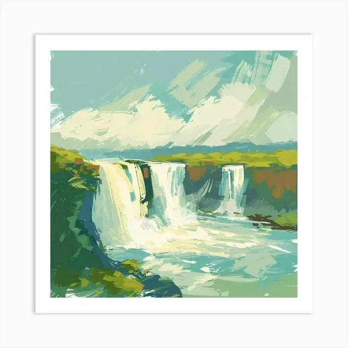 Waterfall Painting Art Print by ThatWorksMedia