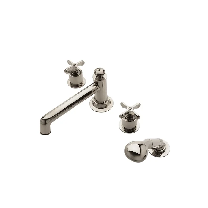 Waterworks Henry Low Profile Concealed Tub Filler with 1.75gpm Handshower and Metal Cross Handles in Dark Nickel