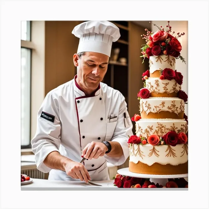 Wedding Cake Baker Canvas PrintW by Wisdom
