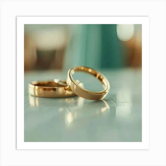 Wedding Rings On A Table Art Print by ThatWorksMedia