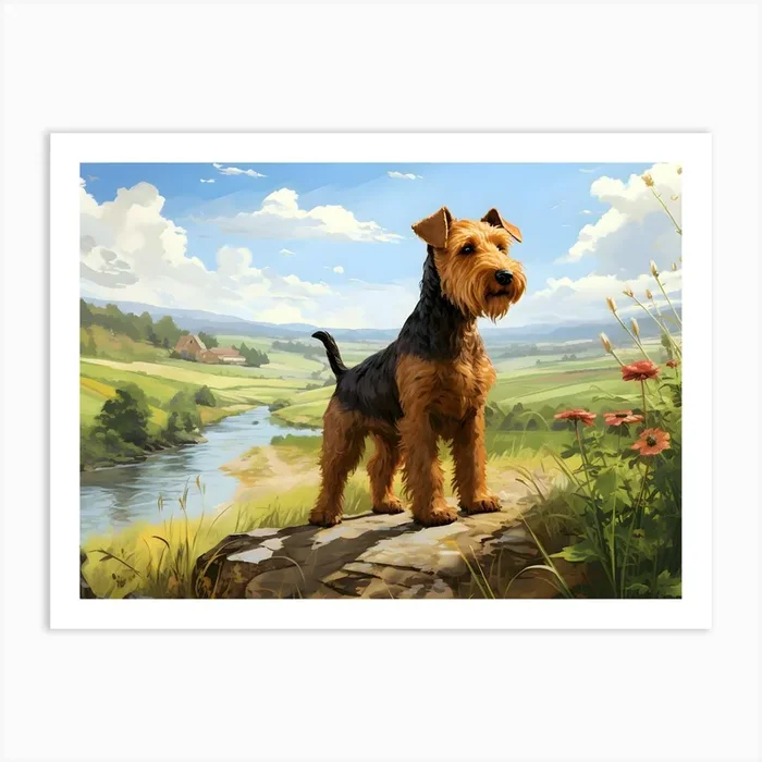 Welsh Terrier On The Look Out Art Print by Lozzerly