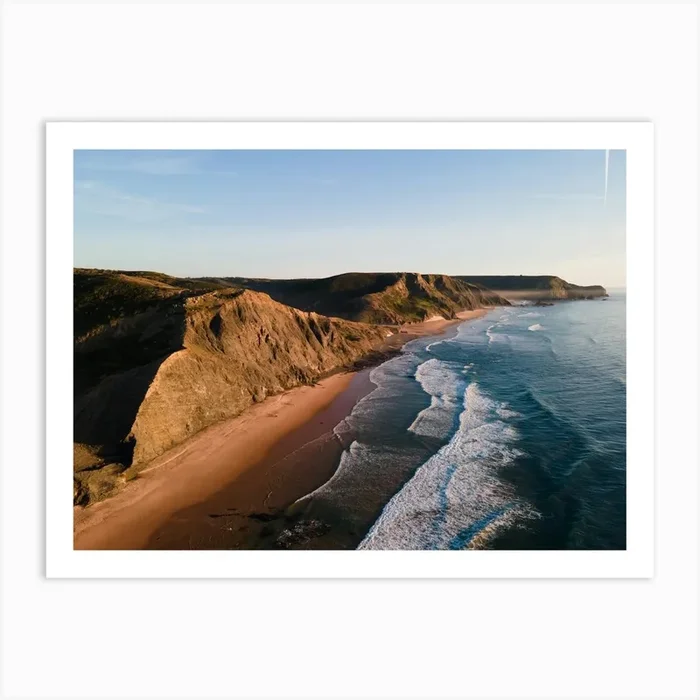 Westcoast of Portugal by drone with golden hour Art PrintDD by Dayenne Design