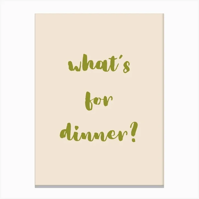 What S For Dinner Olive Green Canvas Print by Artful Appetite