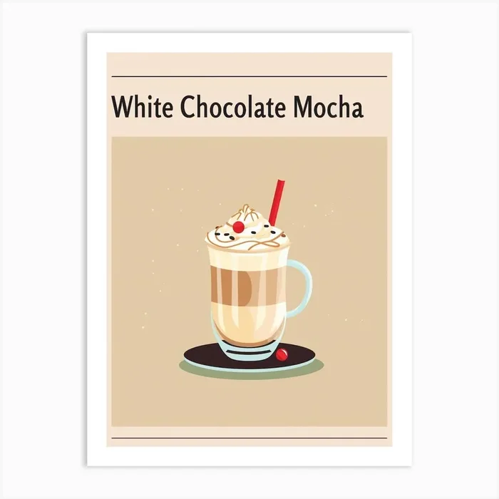 White Chocolate Mocha Midcentury Modern Poster Art Print by Artful Appetite