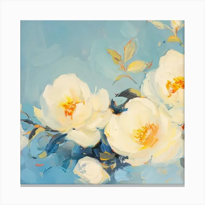 White Peonies Canvas Print by ThatWorksMedia