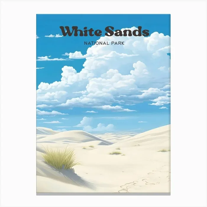 White Sands National Park New Mexico Travel Art Illustration Canvas Print by Wanderscape Travel Art
