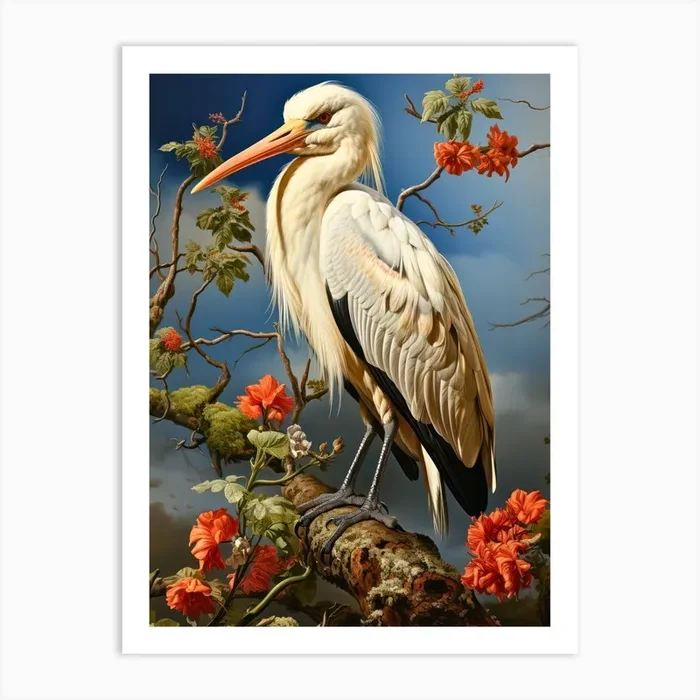 White Stork Art Print by MORAE