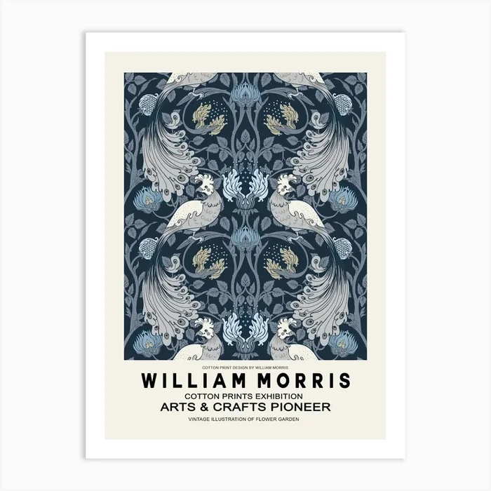 William Morris Blue Birds Poster Art Print by Line2Form