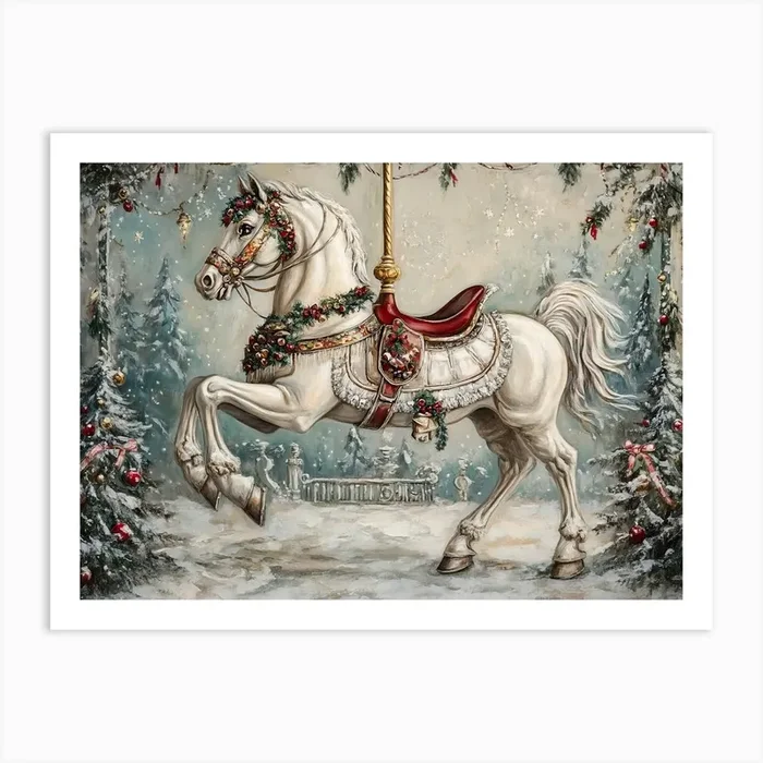 Winter Carousel Art Print by Banevici