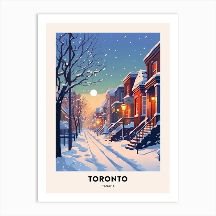Winter Night Travel Poster Toronto Canada 3 Art Print by Bon Hiver Prints