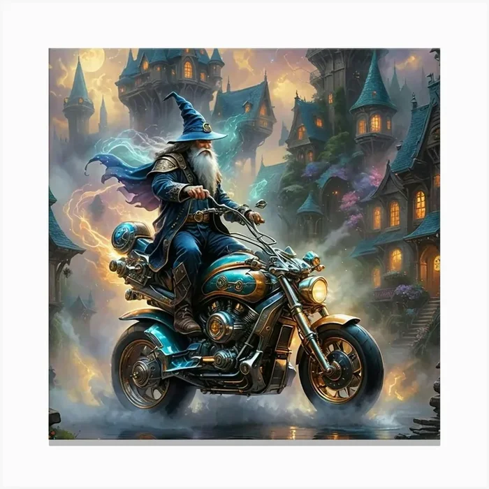 Wizard On A Motorcycle Canvas Print by nemesis
