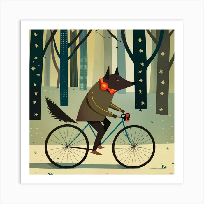 Wolf On A Bike 2 Art Print by FOX & JAY