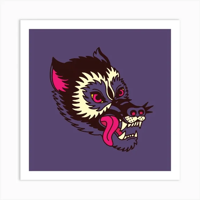 Wolf Square Art Print by Nick Cocozza