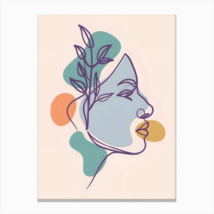 Woman’S Face With Leaves Canvas Print by Ronyzon