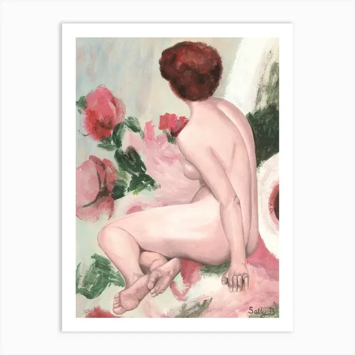 Woman Back Nude Art Print by Sally B