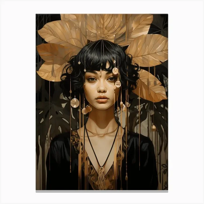 Woman In Gold & Black Canvas Print by Diana Smith