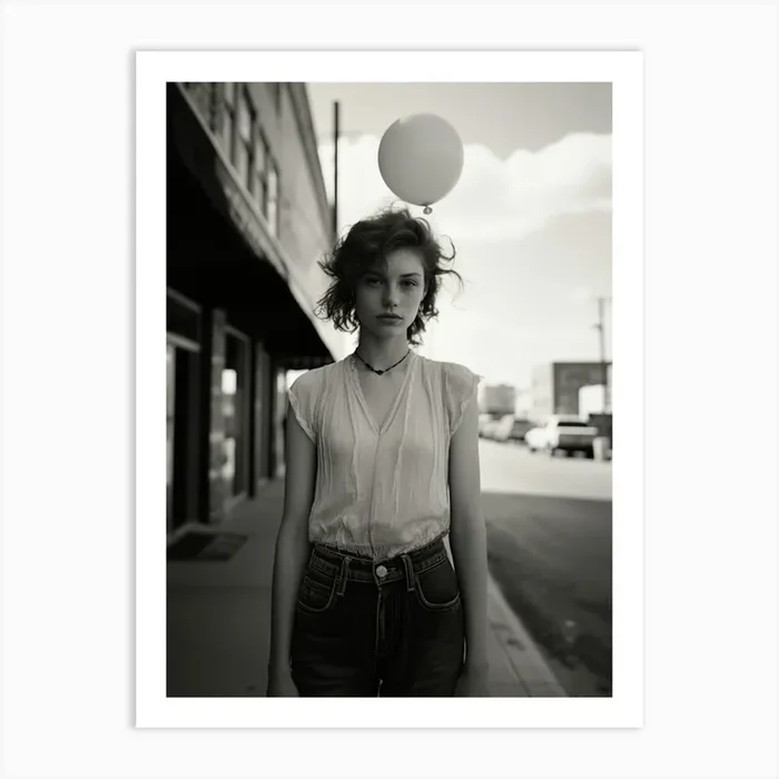 Woman Portrait Austin, Black And White Analogue Photograph 2 Art Print by Monochrome Vistas