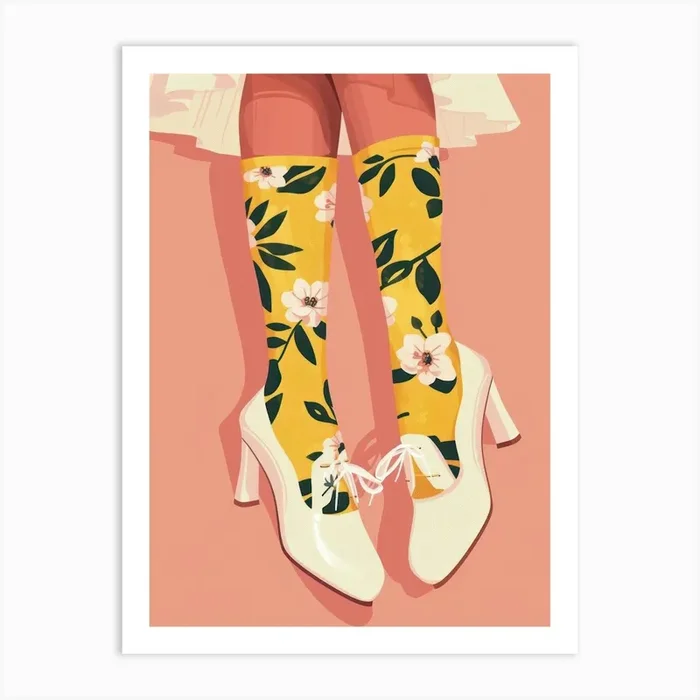 Woman White Shoes With Flowers 1 Art Print by Dreamy Seasons Art
