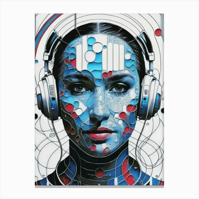 Woman With Headphones 18 Canvas Print by FOX & JAY