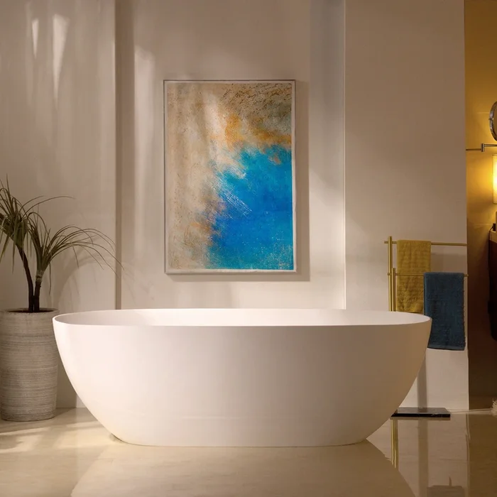 WOODBRIDGE 69 ” L x 32 ” W Luxury Contemporary Solid Surface Stone Resin Freestanding Bathtub
