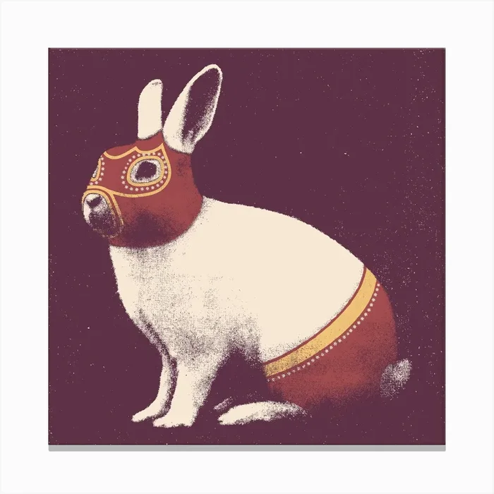 Wrestler Rabbit Canvas Print by Florent Bodart