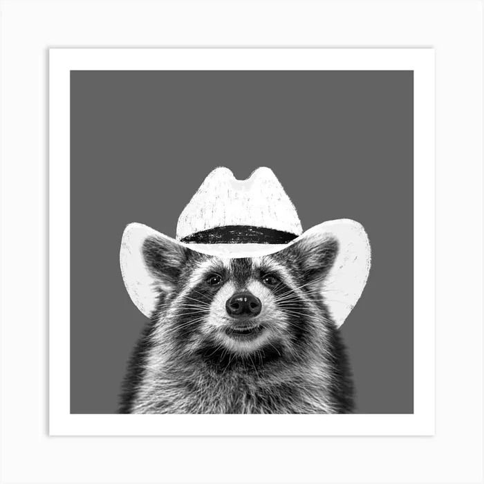 Wyatt The Cowboy Raccoon Art PrintAC by Anyone Can Yeehaw