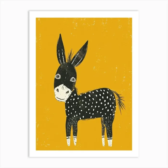 Yellow Donkey 1 Art Print by Scribble Studio