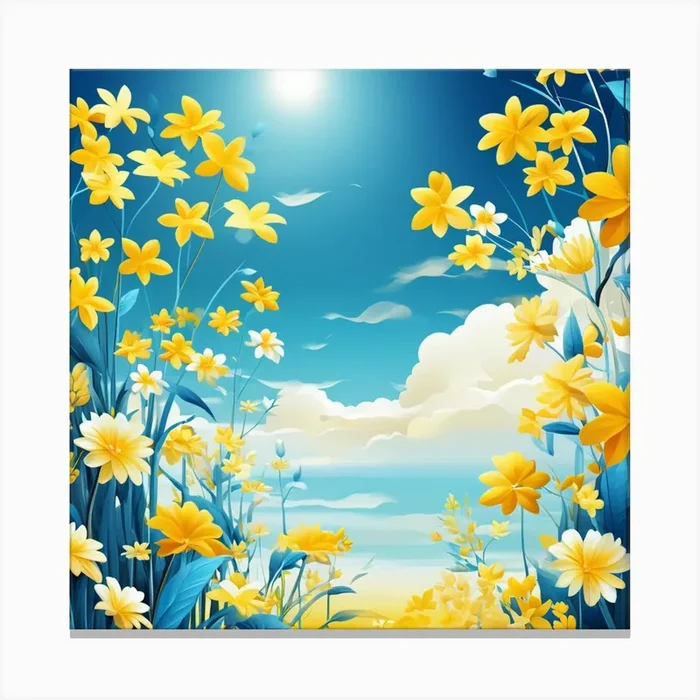 Yellow Flowers In A Field Canvas Print by Art shop