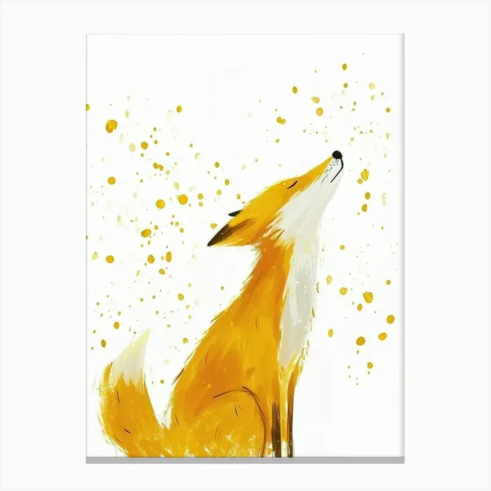Yellow Fox 4 Canvas Print by Scribble Studio