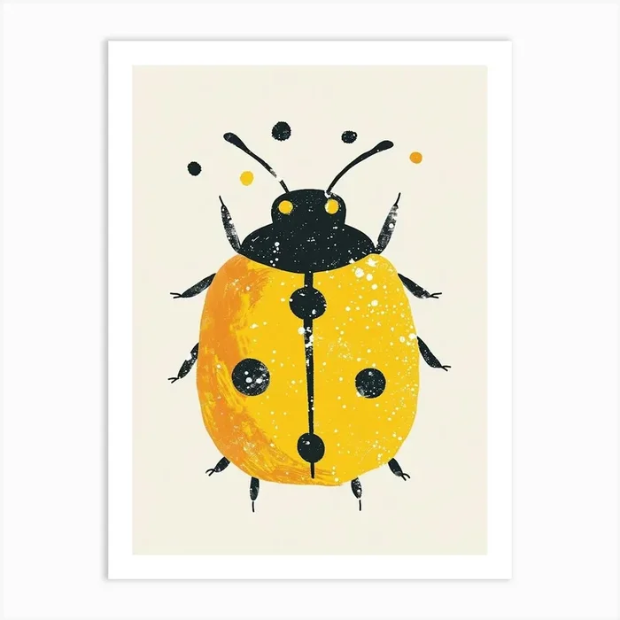 Yellow Ladybug 1 Art Print by Scribble Studio