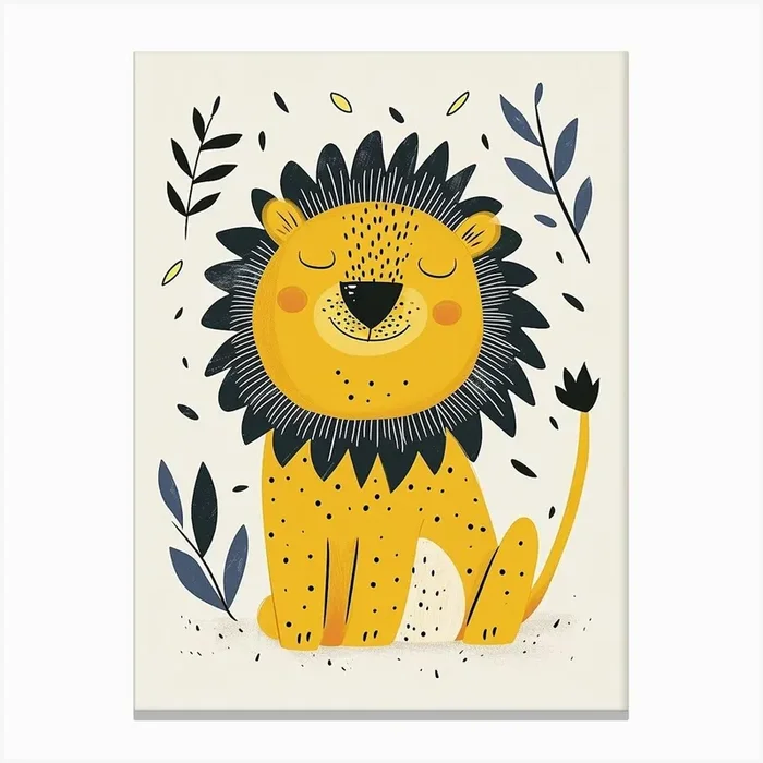 Yellow Lion 1 Canvas Print by Scribble Studio