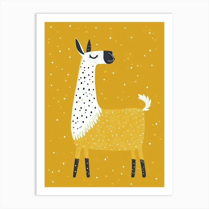 Yellow Llama 2 Art Print by Scribble Studio