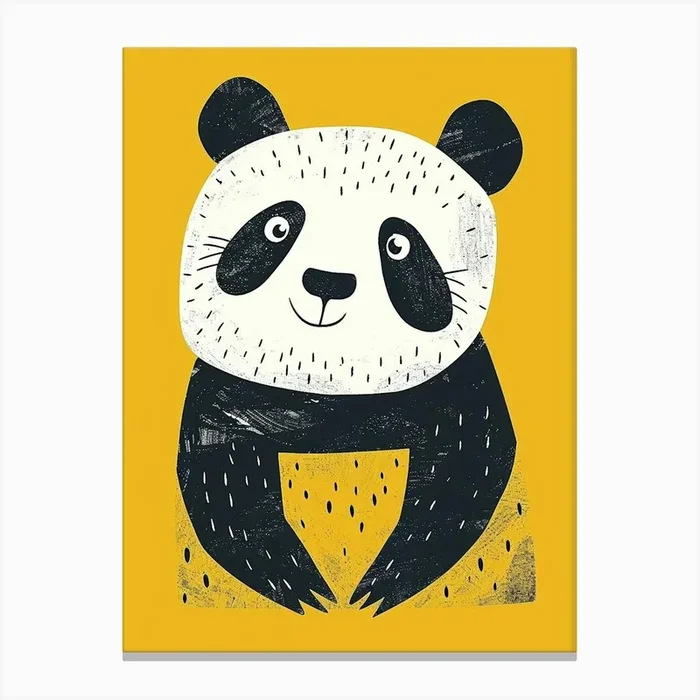 Yellow Panda 4 Canvas Print by Scribble Studio