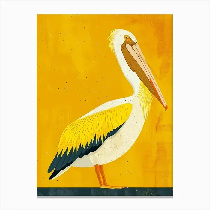 Yellow Pelican 3 Canvas Print by Scribble Studio
