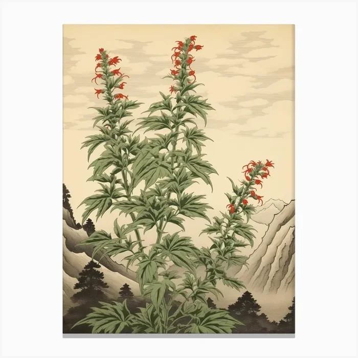 Yomogi Japanese Mugwort 1 Japanese Botanical Illustration Canvas Print by Botanic Studio