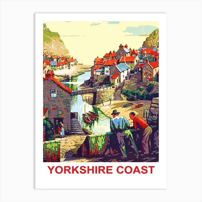 Yorkshire Coast Vintage Travel Poster Art Print by Vintage Spirit
